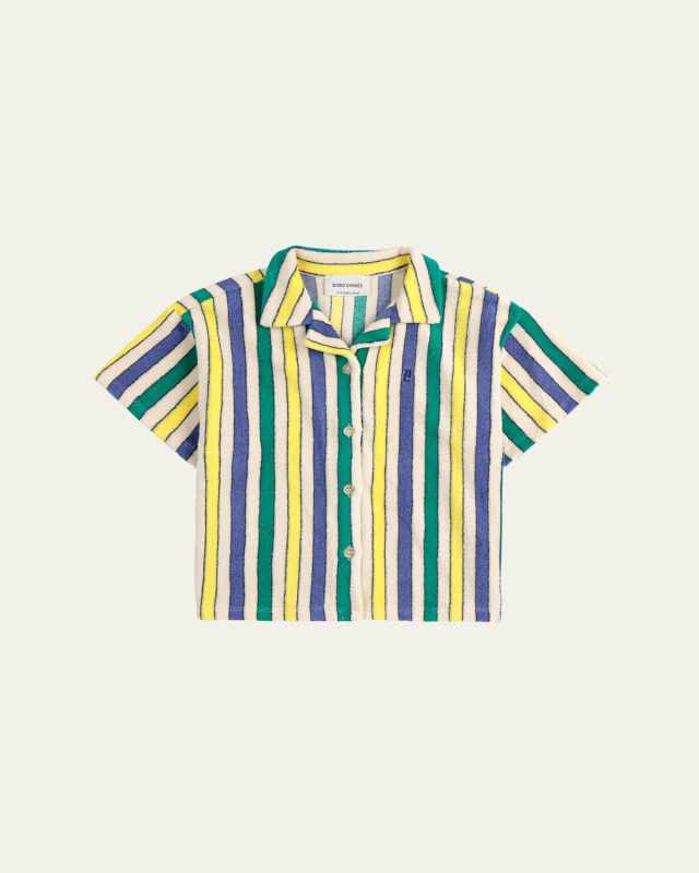 Boy's Multicolor Striped Terry Cloth Shirt, Size
